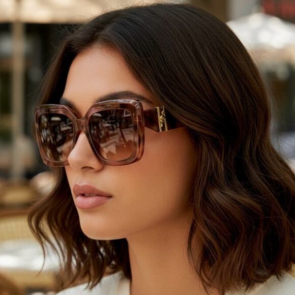 New! Furla SFU883 01GQ Elegant Brown Sunglasses Authentic